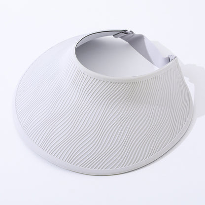 Simple Open-top Wave-pattern Indentation Adjustable Wide-brim Sun Hat For Summer Outdoor Activities, Breathable Open-top Hat