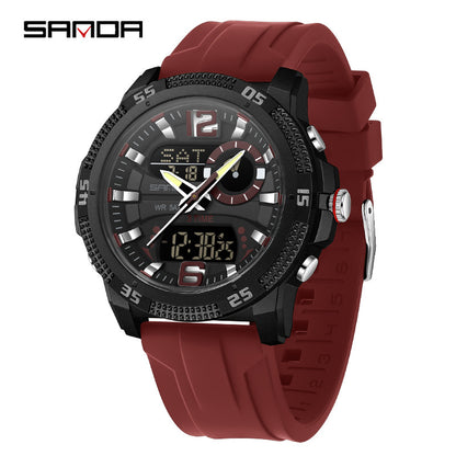SANDA Mens Electronic Watch Youth Alarm Clock Luminous Sporty