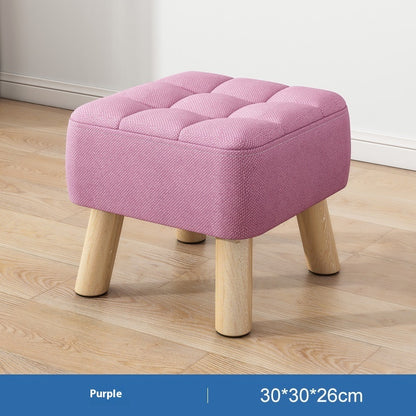 Solid Wood Stool Short Household Minimalist Fabric