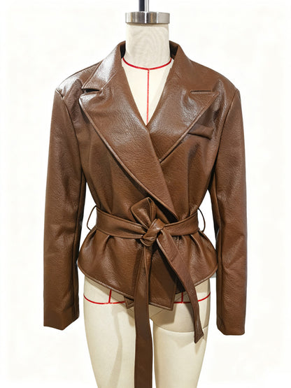 Women's Motorcycle Cool Strapped Temperament Leather Jacket