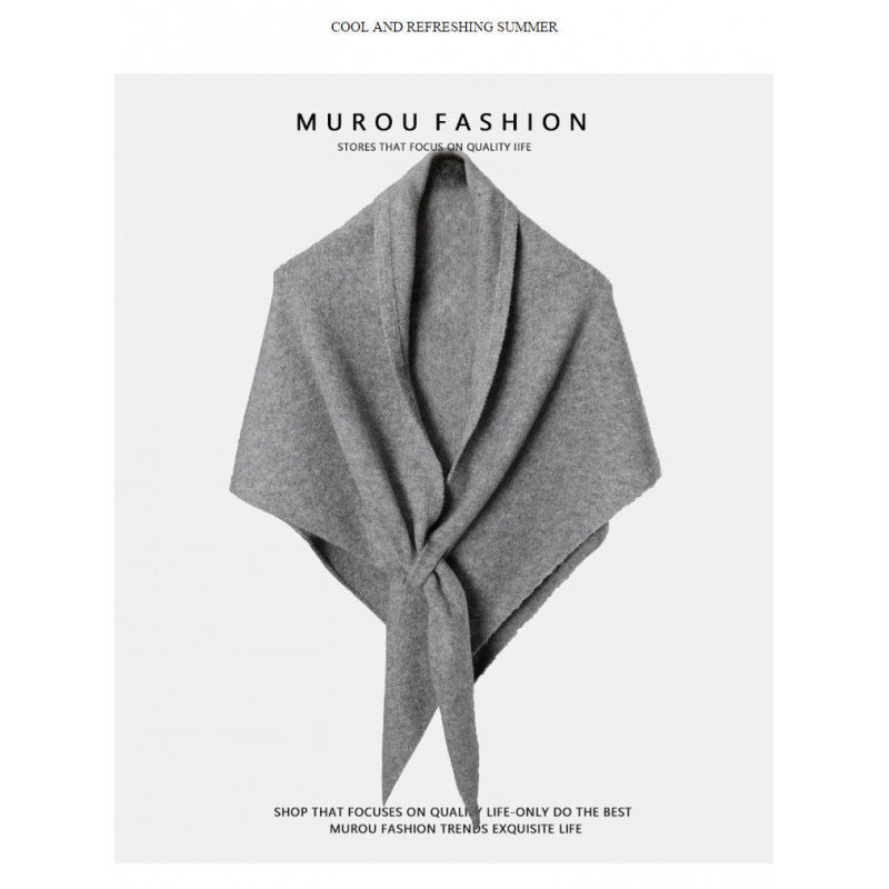 Women's Solid-Color Wool Triangle Neck Scarf For Autumn And Winter