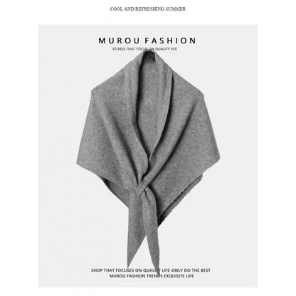 Women's Solid-Color Wool Triangle Neck Scarf For Autumn And Winter