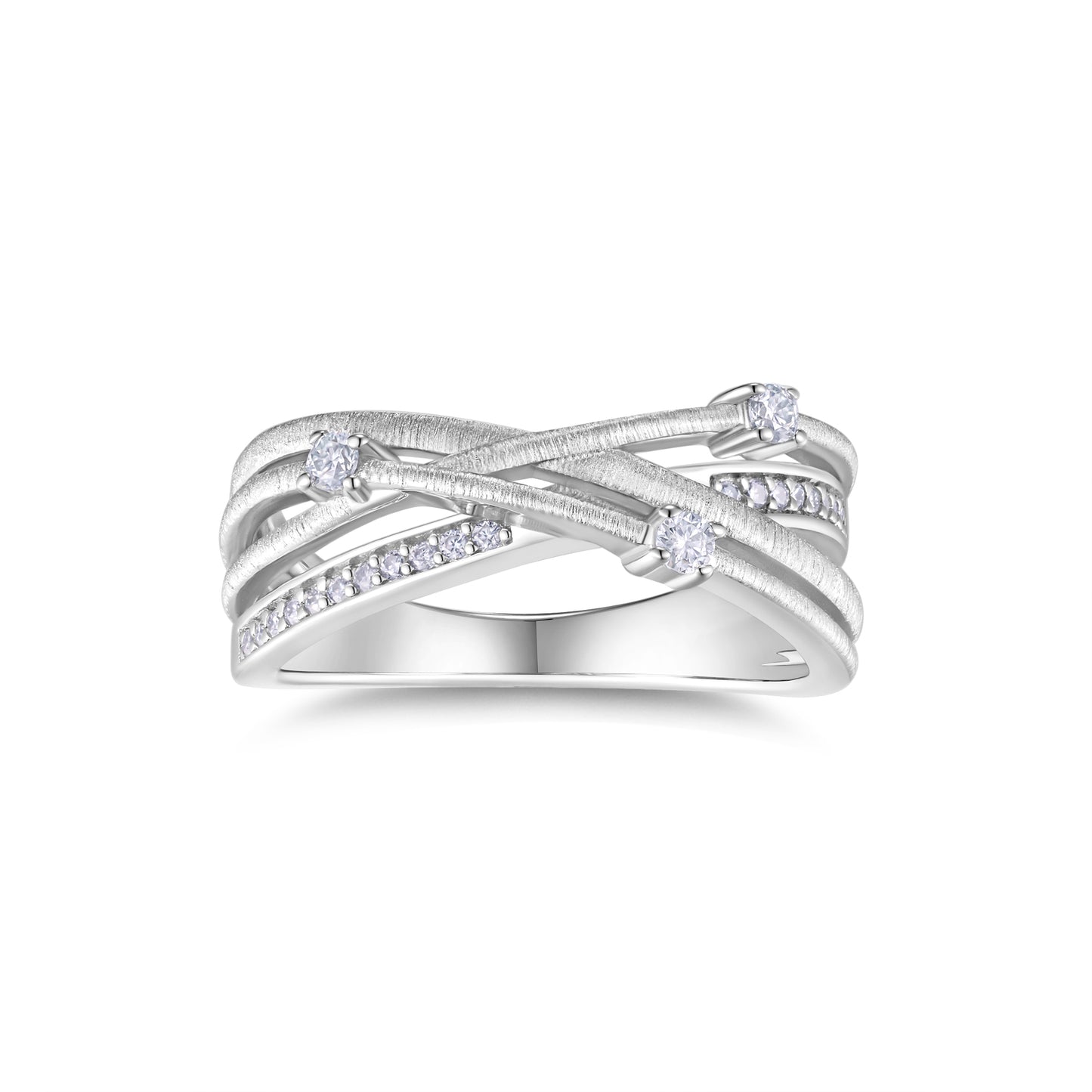 A Luxurious And Fashionable Minimalist Jewelry Ring Featuring Top-quality Moissanite, Made Of S925 Silver Electroplated With Platinum.