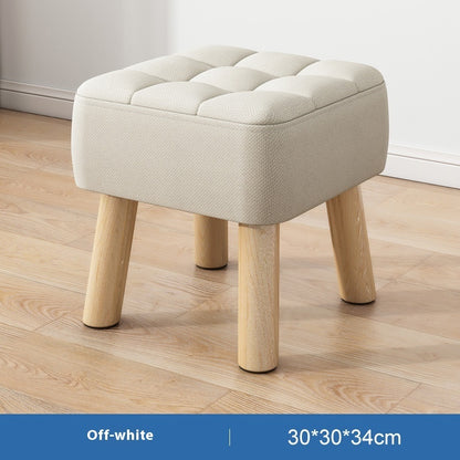 Solid Wood Stool Short Household Minimalist Fabric