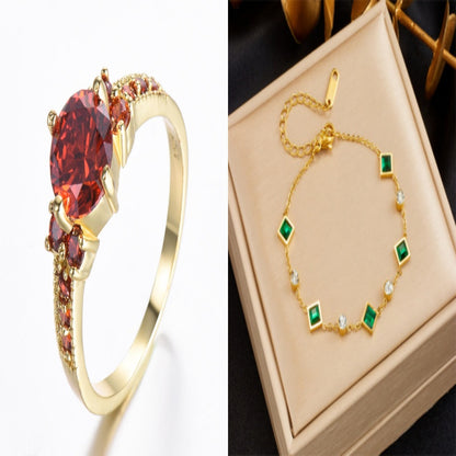 Rhinestone Zircon Four Claw Round Ring