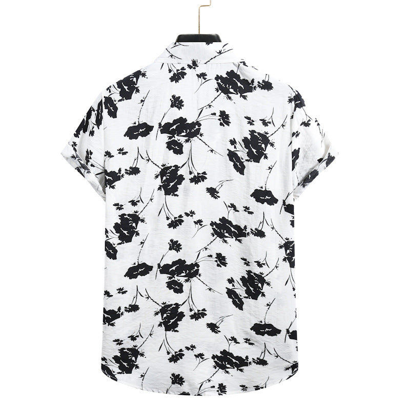 Men's Casual Fashionable Digital-Print Short-Sleeve Shirt