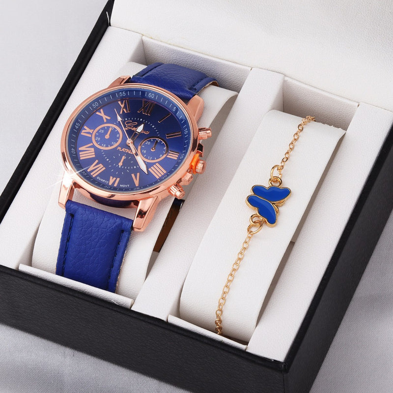 Cute Butterfly All-match Watch Color Wheel Double-layer Ladies