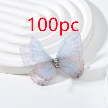DIY Handmade Double-layer Mesh Laminate Double Diamond Mesh Floral Print Butterfly Jewelry Headdress