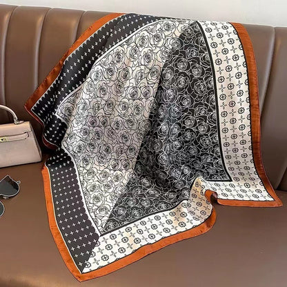 Womens Lightweight Spring Summer Silk Scarf Sun-protective Neck Gaiter And Hair Tie