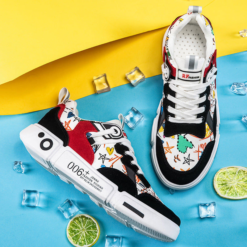 New Style Men's Shoes Personality Graffiti Board Shoes Outdoor Casual Shoes