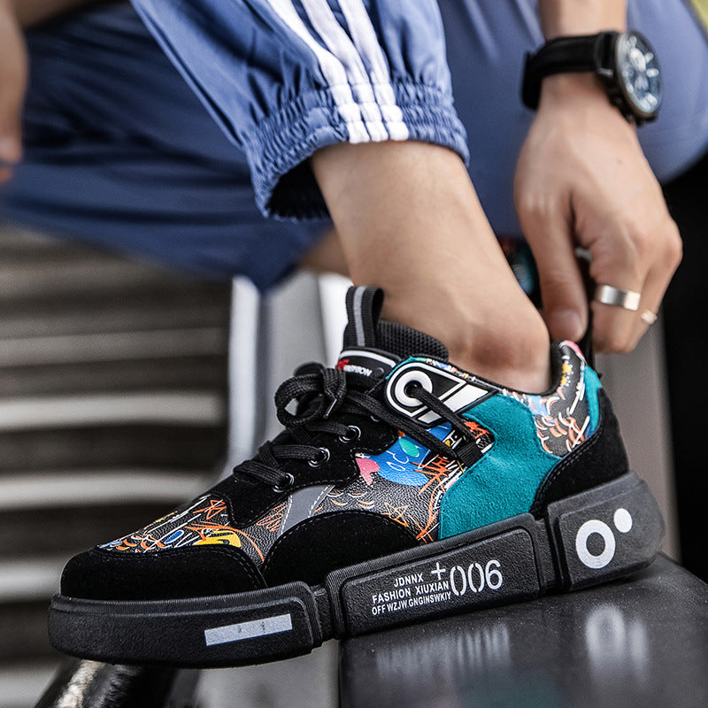 New Style Men's Shoes Personality Graffiti Board Shoes Outdoor Casual Shoes