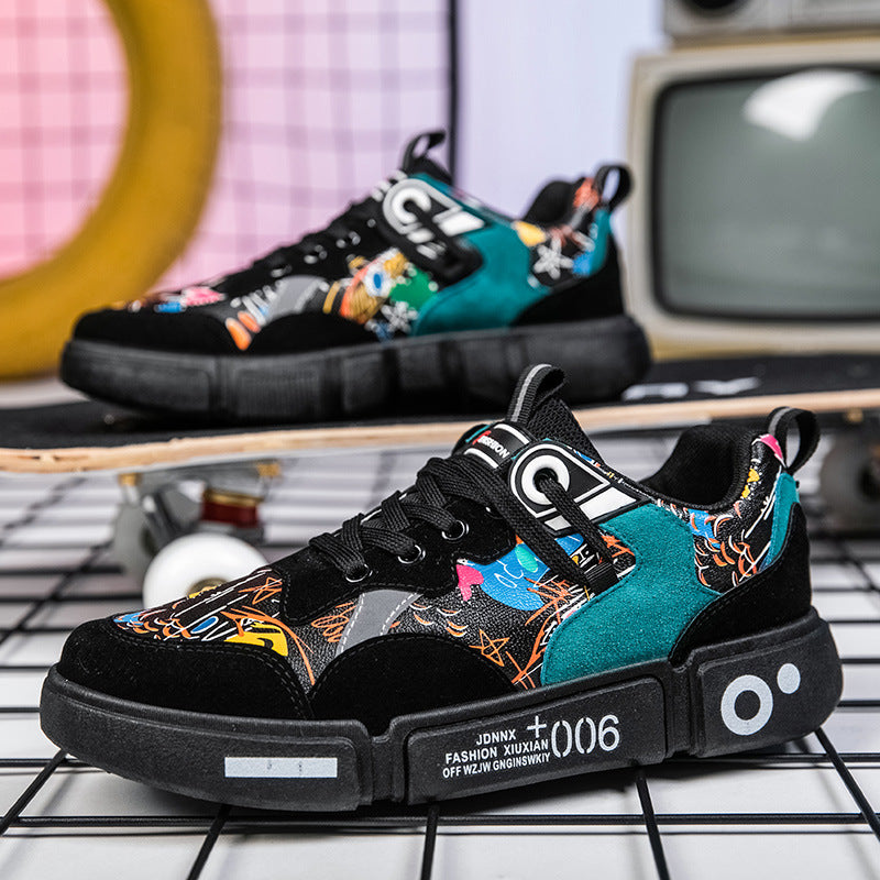 New Style Men's Shoes Personality Graffiti Board Shoes Outdoor Casual Shoes