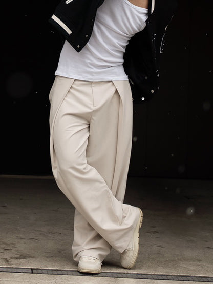 High-waisted Pleated Casual Pants