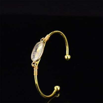 Crystal Stone Moonstone Gold-Edged Bracelet