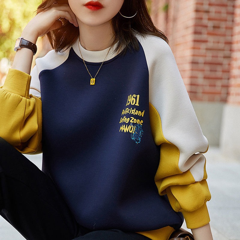 New Relaxed-fit Versatile Cotton Crewneck Hoodie