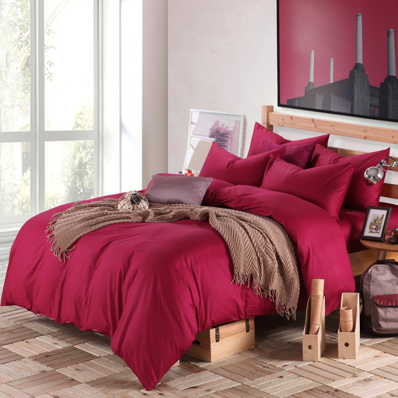 Pure cotton four piece suite fitted a simple plain bedding sheets wholesale cotton twill