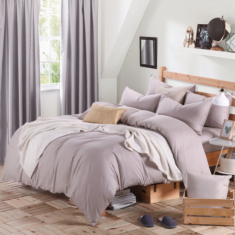 Pure cotton four piece suite fitted a simple plain bedding sheets wholesale cotton twill