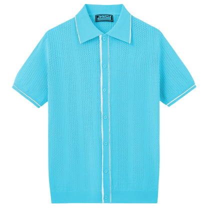 Men's Short-Sleeve Knit Top Cardigan Polo Shirt