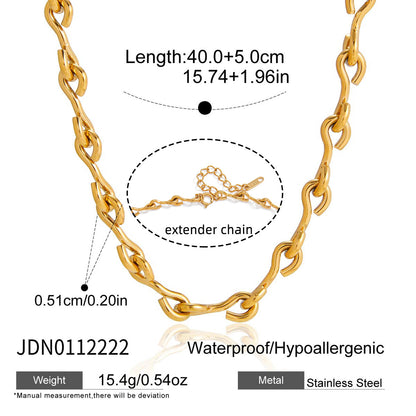 Geometric Steel Zircon Pendant Necklace