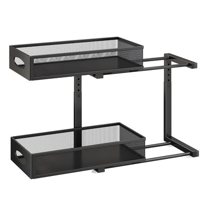 Pull-out Double-layer Lath Drawer Kitchen Cabinet Spice Jar Pull-out Basket Retractable Storage Rack