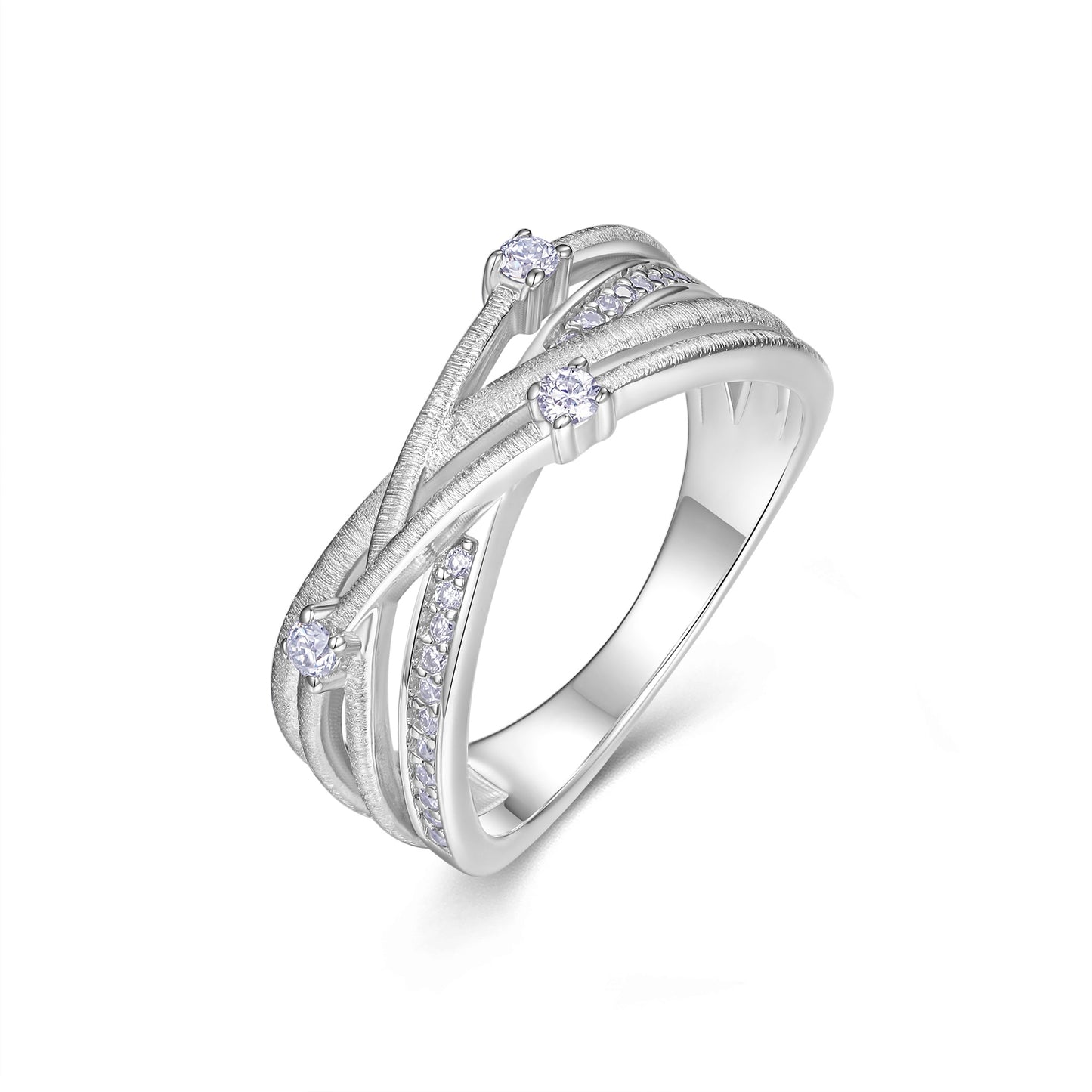 A Luxurious And Fashionable Minimalist Jewelry Ring Featuring Top-quality Moissanite, Made Of S925 Silver Electroplated With Platinum.