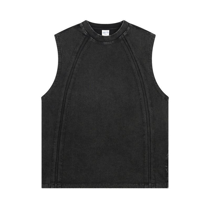 Distressed Washed Vest For Men American Streetwear Retro Style