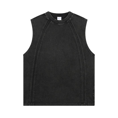 Distressed Washed Vest For Men American Streetwear Retro Style