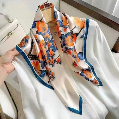 Womens Lightweight Spring Summer Silk Scarf Sun-protective Neck Gaiter And Hair Tie