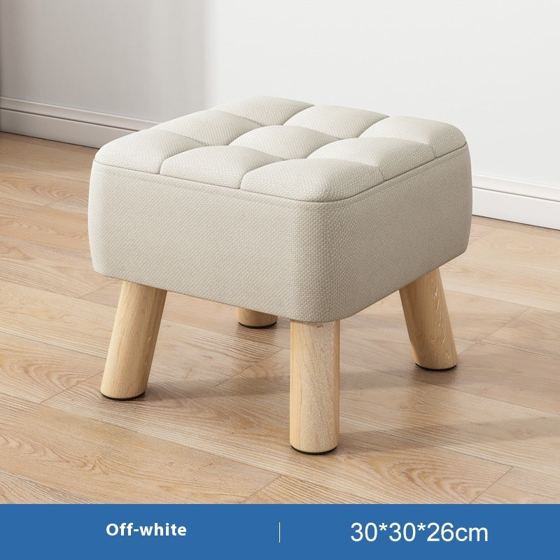 Solid Wood Stool Short Household Minimalist Fabric