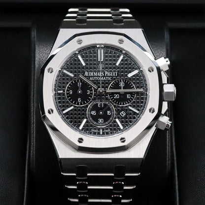 Audemars Piguet Royal Oak Chronograph Complete 41mm Black Dial Stainless Steel 26320ST Automatic