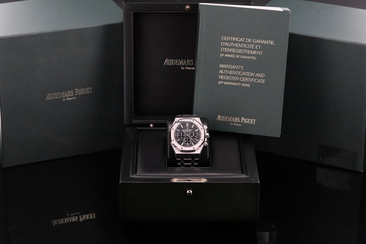 Audemars Piguet Royal Oak Chronograph Complete 41mm Black Dial Stainless Steel 26320ST Automatic