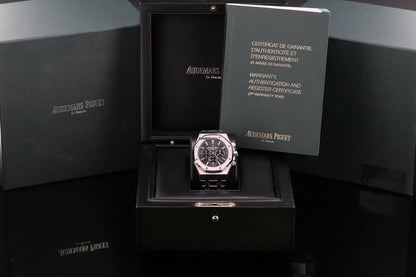 Audemars Piguet Royal Oak Chronograph Complete 41mm Black Dial Stainless Steel 26320ST Automatic