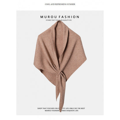 Women's Solid-Color Wool Triangle Neck Scarf For Autumn And Winter