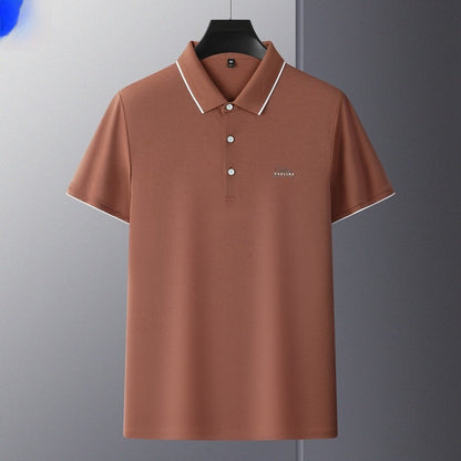 Men's Summer New Style Casual Business Rhinestone-Embroidered T-Shirt
