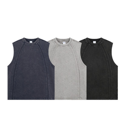 Distressed Washed Vest For Men American Streetwear Retro Style