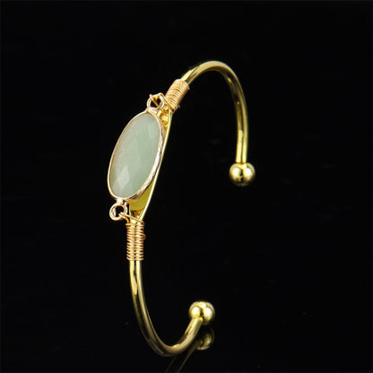 Crystal Stone Moonstone Gold-Edged Bracelet