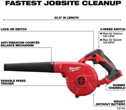 Milwaukee 0884-20 M18 18 Volt Cordless Compact Yard Leaf Blower Sale