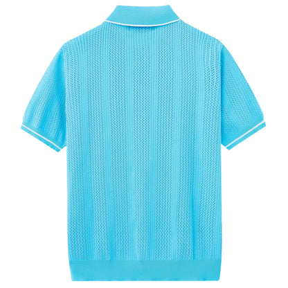 Men's Short-Sleeve Knit Top Cardigan Polo Shirt