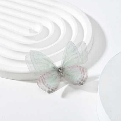 DIY Handmade Double-layer Mesh Laminate Double Diamond Mesh Floral Print Butterfly Jewelry Headdress