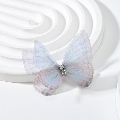DIY Handmade Double-layer Mesh Laminate Double Diamond Mesh Floral Print Butterfly Jewelry Headdress