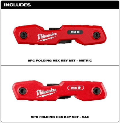 Milwaukee Electric - 17-Key Folding HEX Key Sets - SAE/Metric