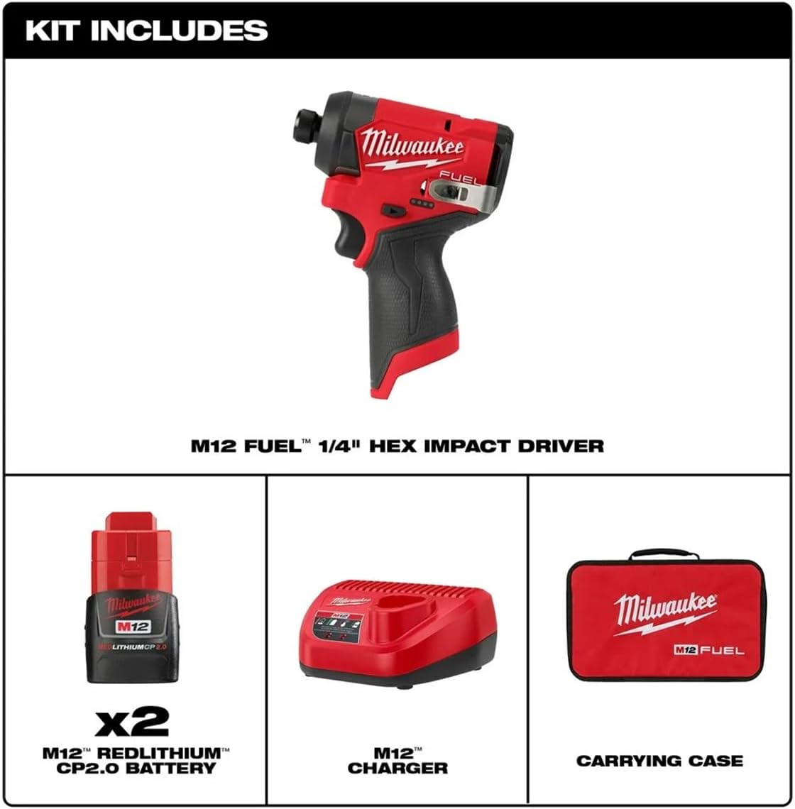 Milwaukee Electric - M12 Fuel. 1/4 HEX Impact Driver KIT