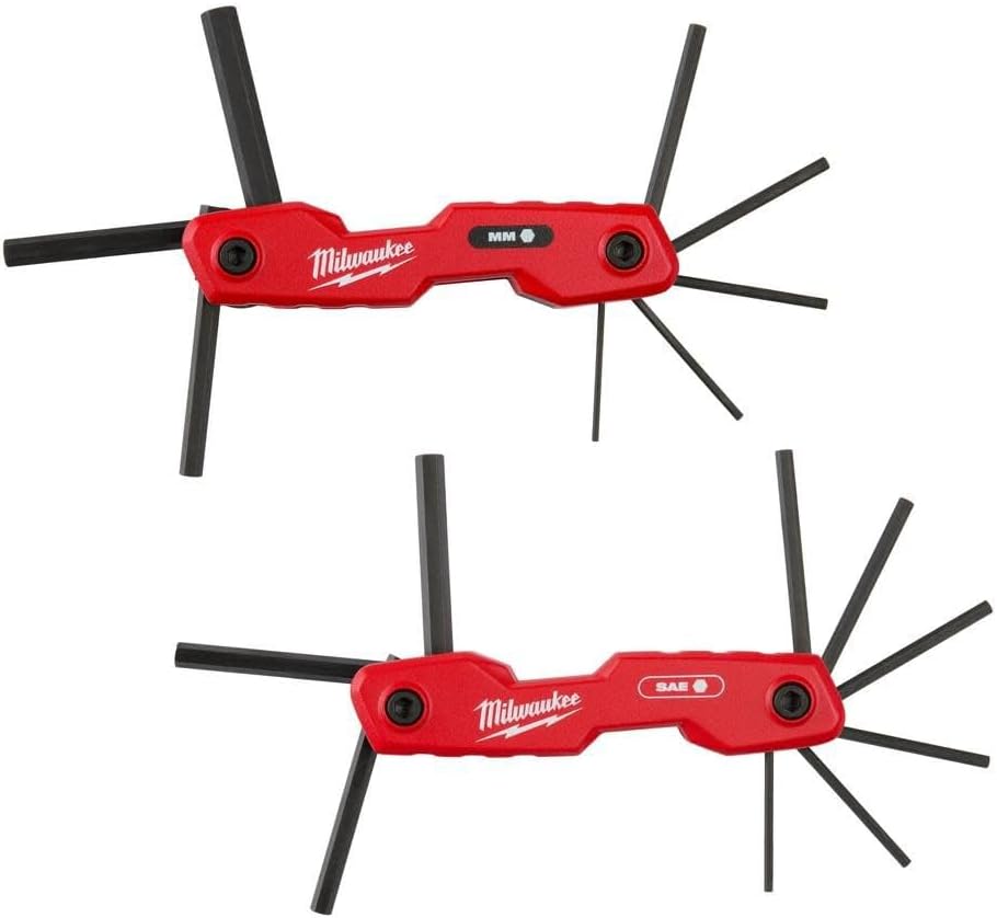 Milwaukee Electric - 17-Key Folding HEX Key Sets - SAE/Metric