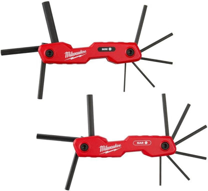 Milwaukee Electric - 17-Key Folding HEX Key Sets - SAE/Metric