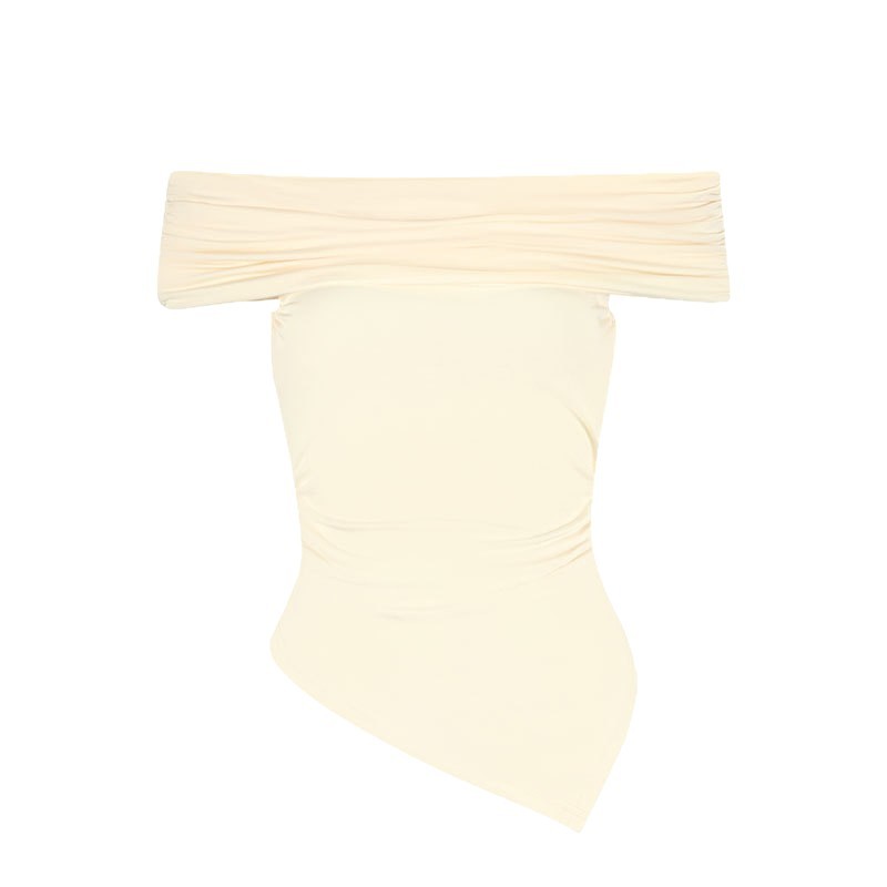 Strapless Slash-neck Irregular-fit Womens T-shirt