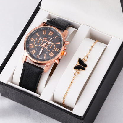 Cute Butterfly All-match Watch Color Wheel Double-layer Ladies