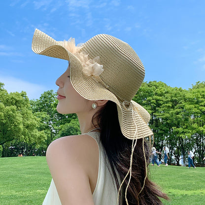 Sun-proof Bow Seaside Vacation Beach Large Straw Hat