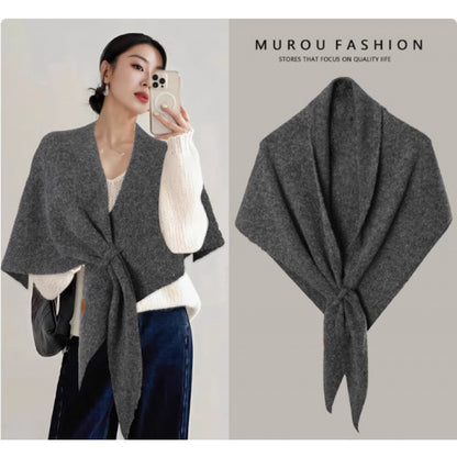 Women's Solid-Color Wool Triangle Neck Scarf For Autumn And Winter