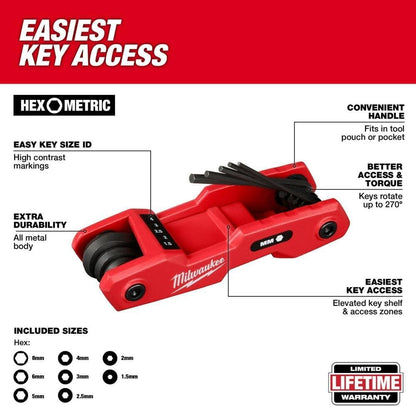 Milwaukee Electric - 17-Key Folding HEX Key Sets - SAE/Metric