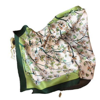 Womens Lightweight Spring Summer Silk Scarf Sun-protective Neck Gaiter And Hair Tie